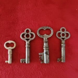 Vintage Silver Skeleton Keys Set